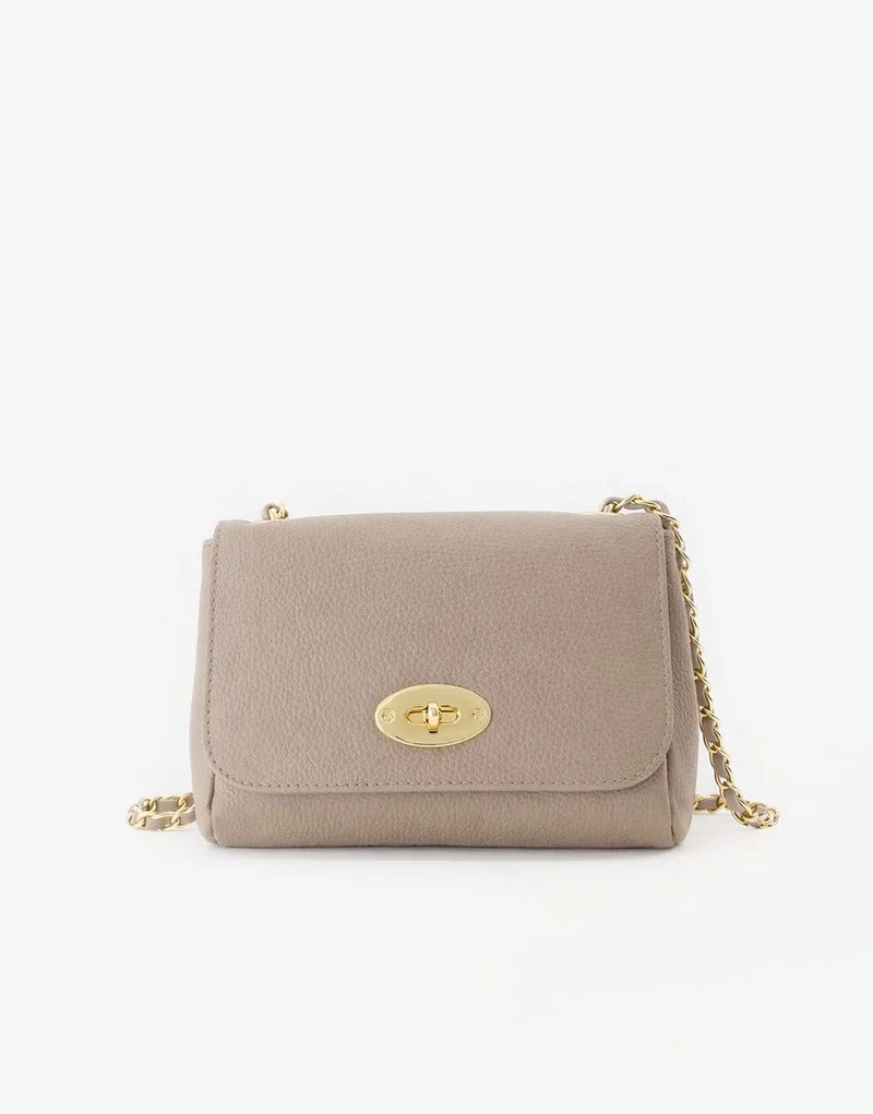 Taupe Leren Crossbody - Tas