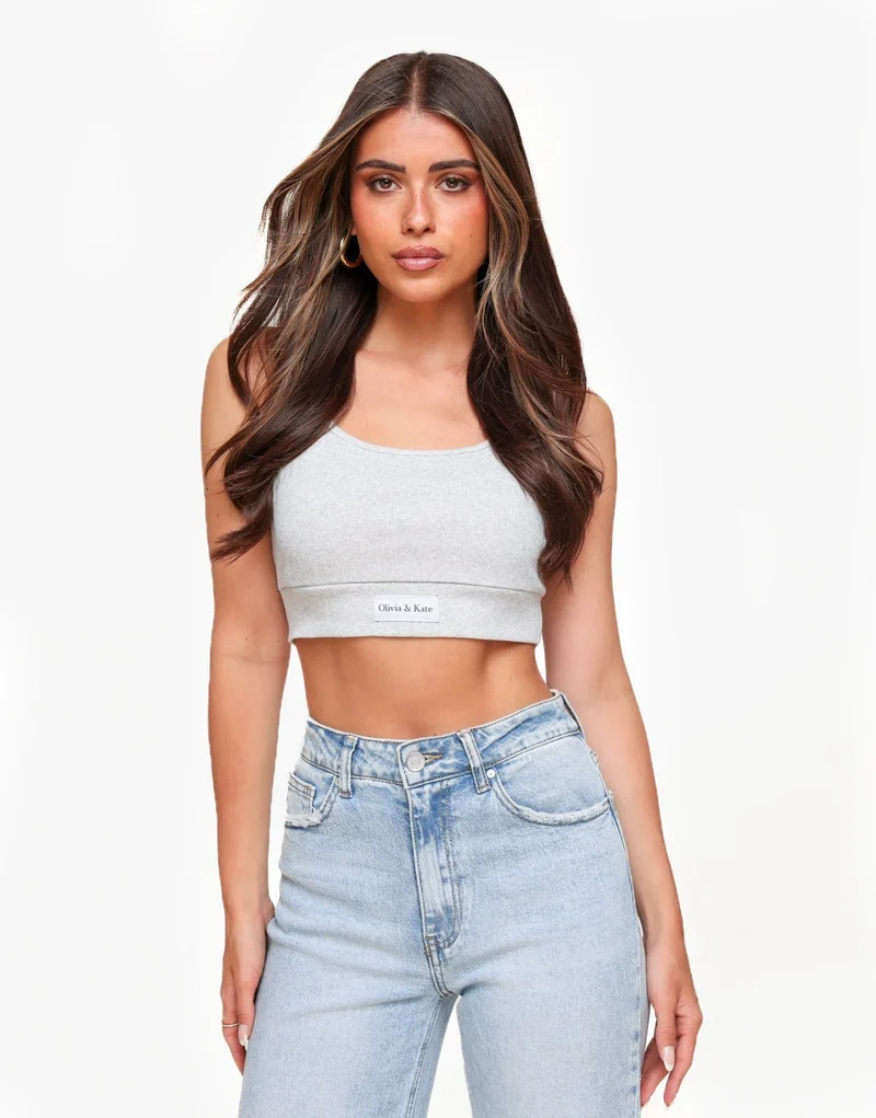 Lichtgrijze Cropped - Top