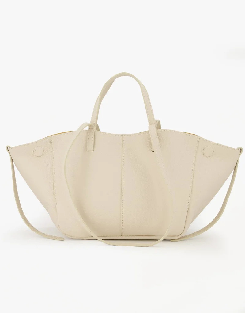 Beige Leren Wijde - Tas