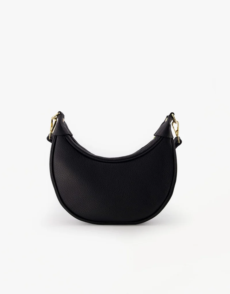 Zwarte Half Ronde Leren - Tas