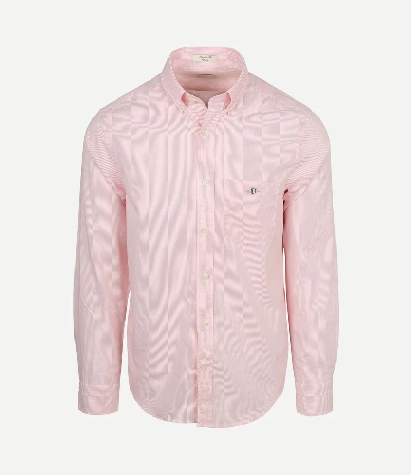 Poplin banker overhemd streep roze