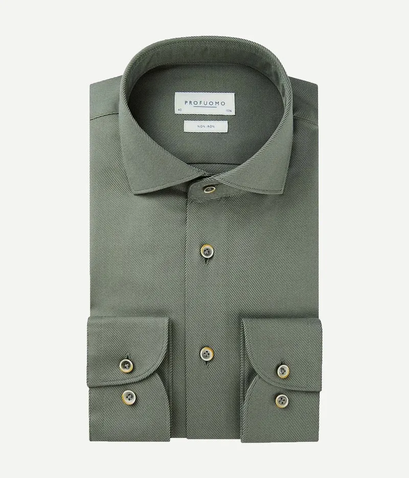Twill overhemd army groen