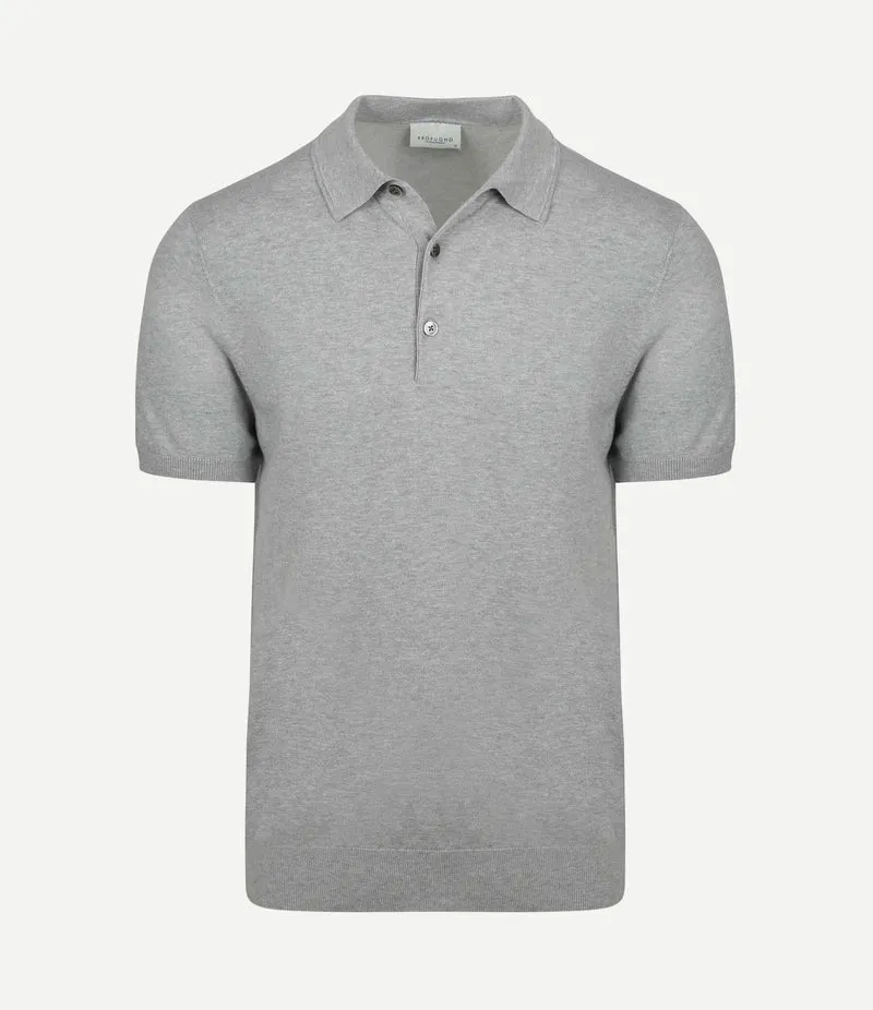 Knitted poloshirt grijs