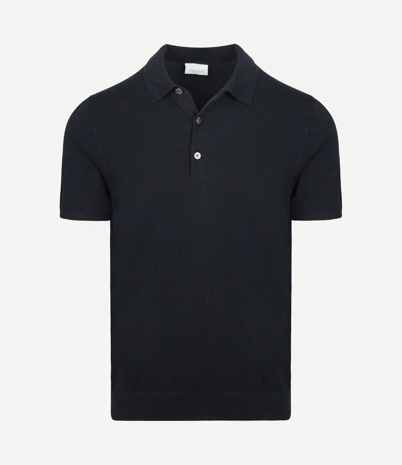 Knitted poloshirt donkerblauw
