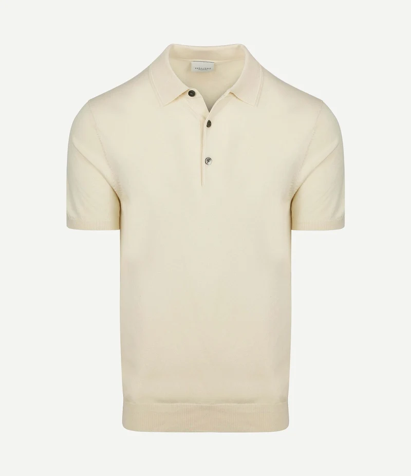 Knitted poloshirt ecru