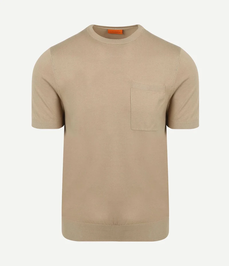 Knitted t-shirt pocket compact taupe