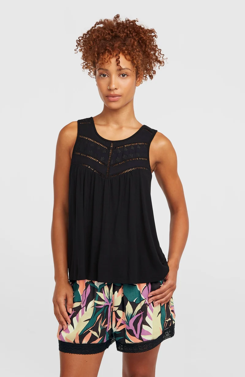 Essentials Tokeena tanktop met borduursel | Black Out