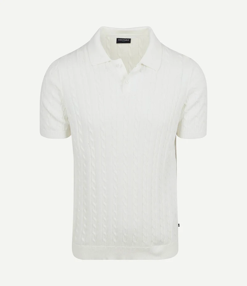 Respect polo knit cable ecru