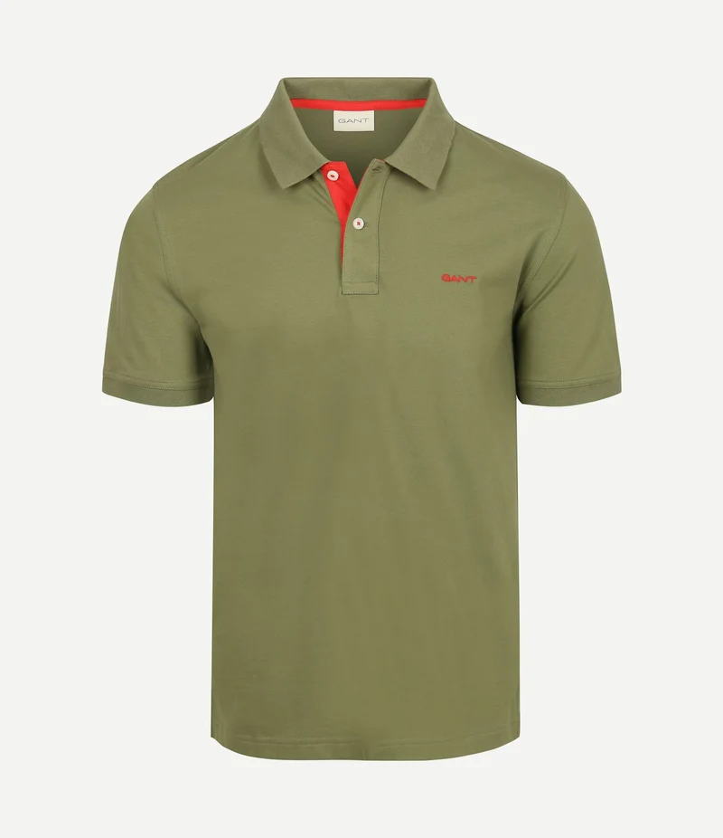 Contrast piqué poloshirt herb groen