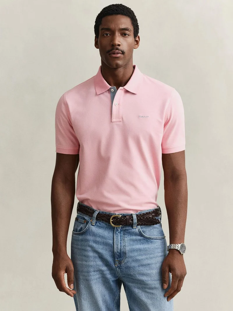 Contrast piqué poloshirt bubbelgum roze
