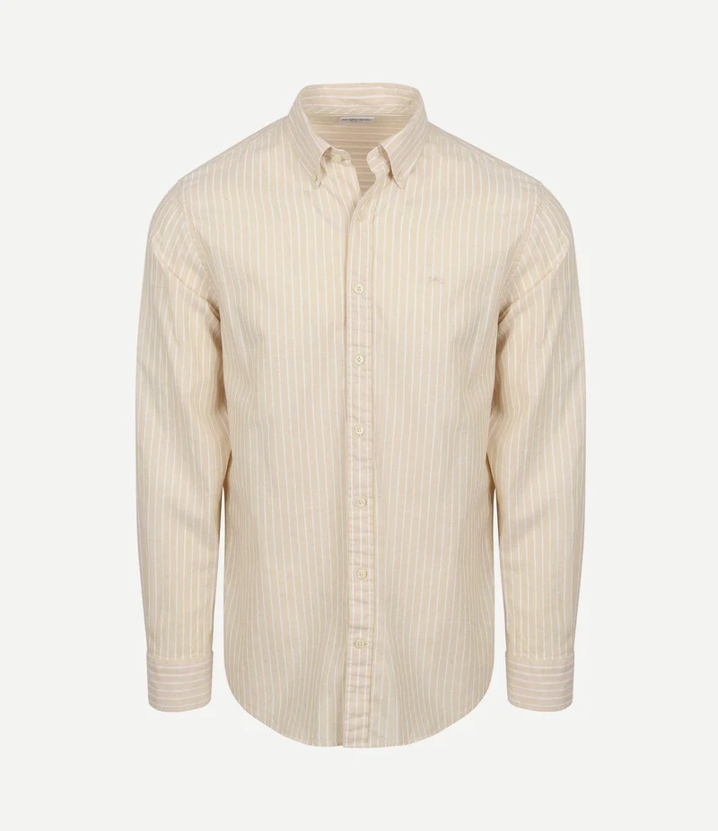 Overhemd cotton linen strepen ecru