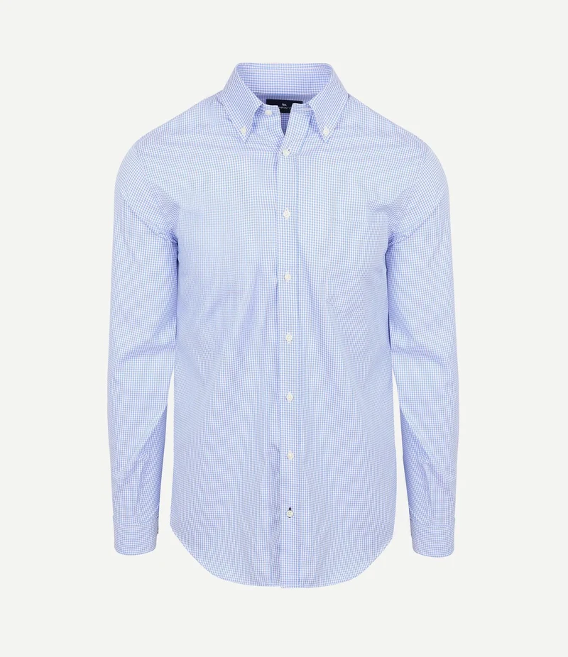 Overhemd checks blauw roze