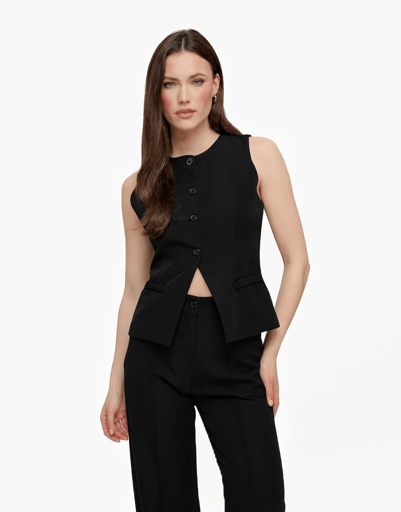 Zwarte Hoge Knopen - Gilet