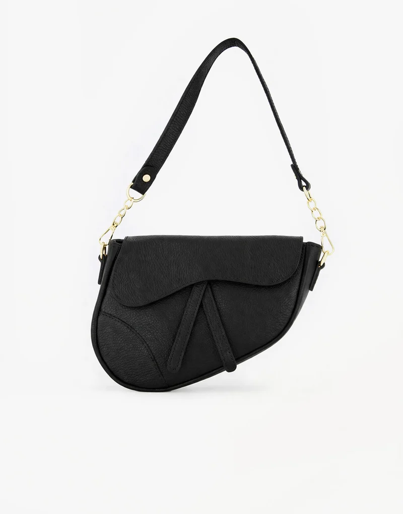 Zwarte Leren Saddle - Tas