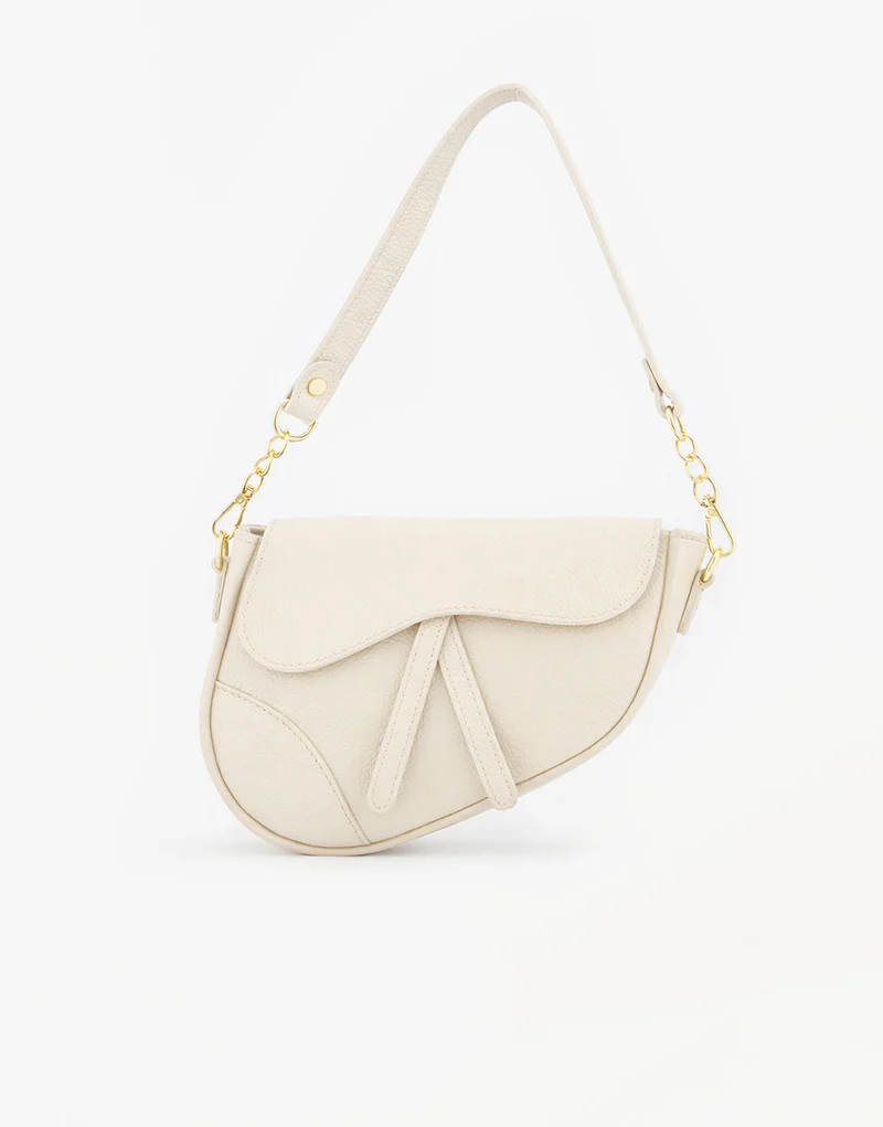 Beige Leren Saddle - Tas