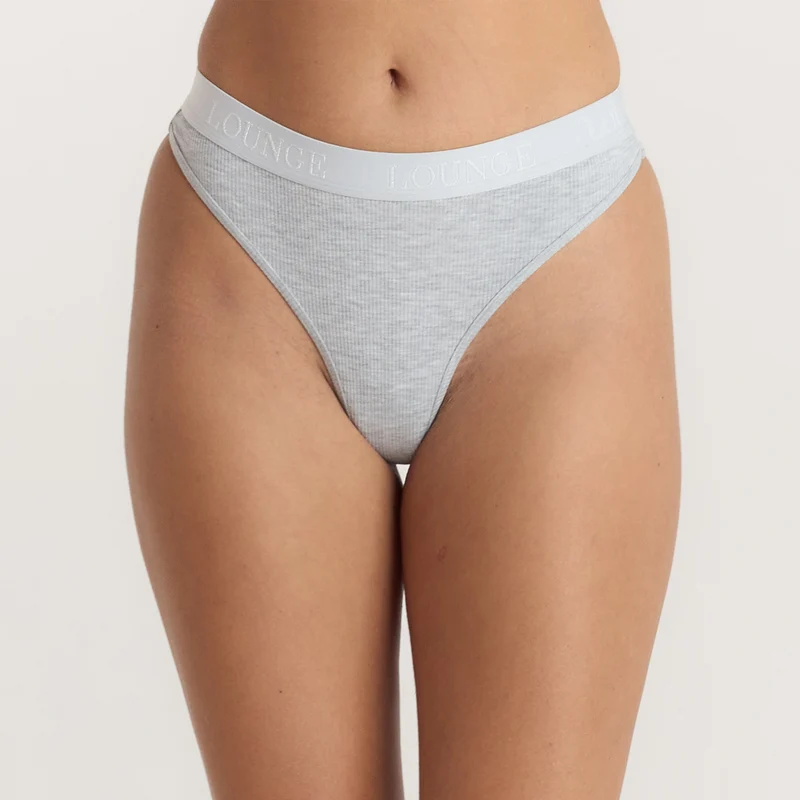 Soft Ribbed String - Grijs Marl