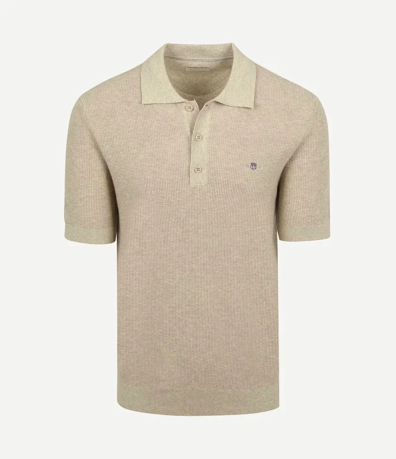 Knitted poloshirt beige