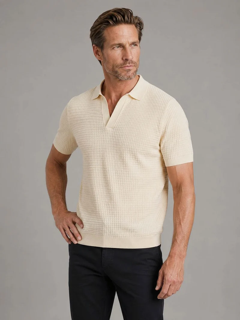 Poloshirt riva structure ecru