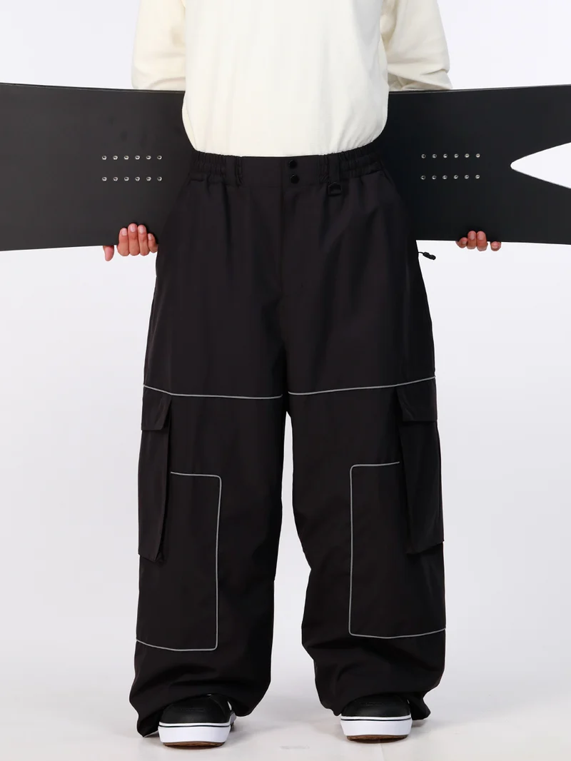 Men's Nightline Park Rider Reflective Trim Cargo Pockets Baggy Snow Pants