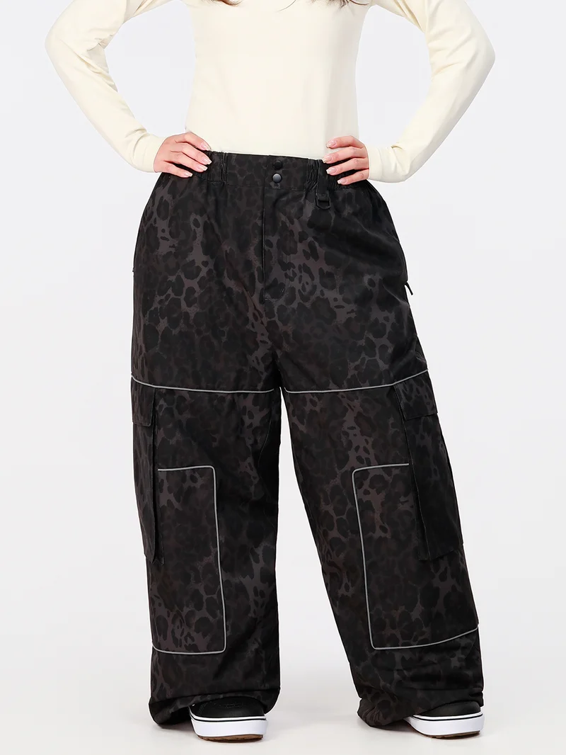 Women's Nightline Park Rider Reflective Trim Cargo Pockets Baggy Snow Pants