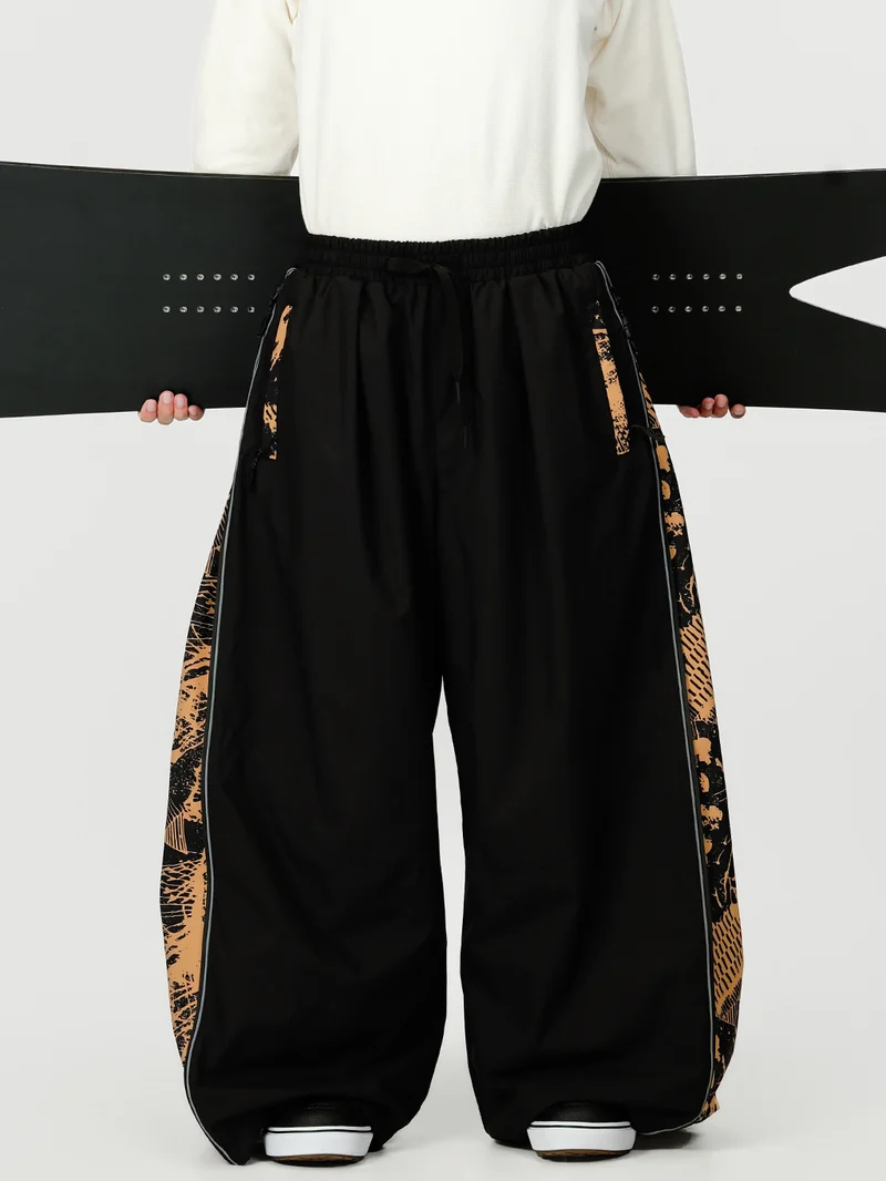 Men's Hyper Flux Side Zip Graffiti Panel Extra Baggy Freestyle Snow Pants