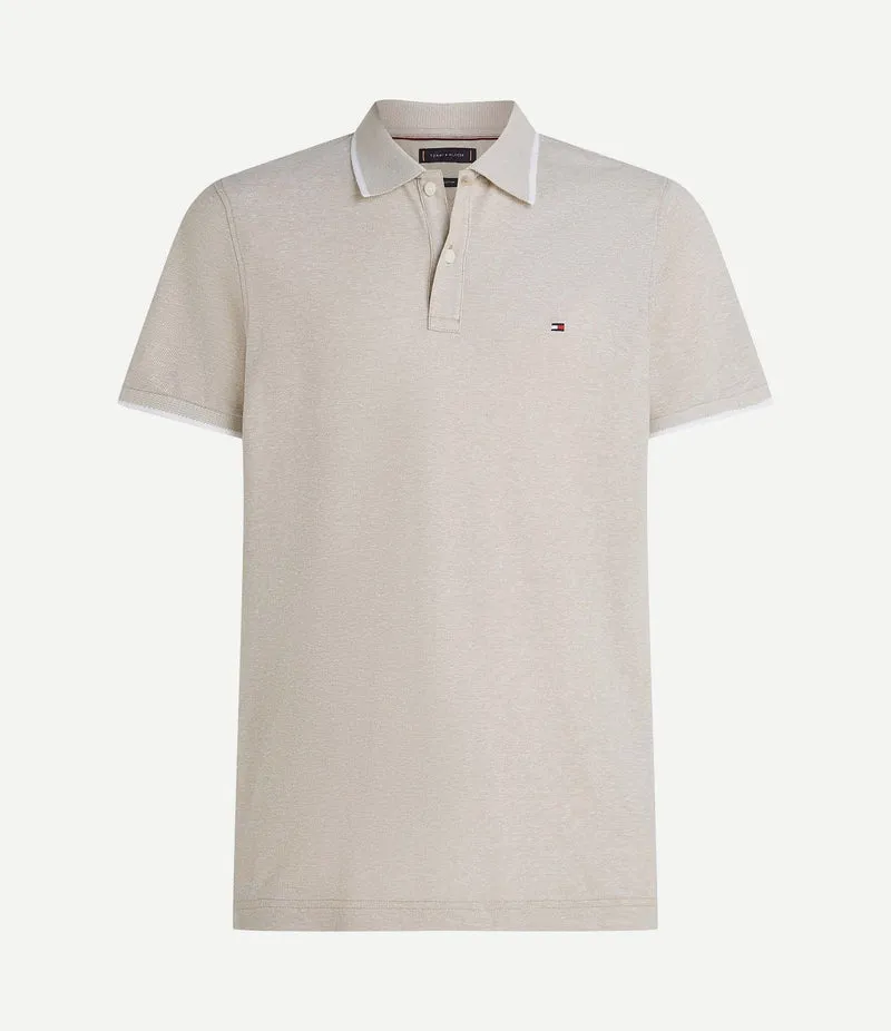 Linen piqué poloshirt beige
