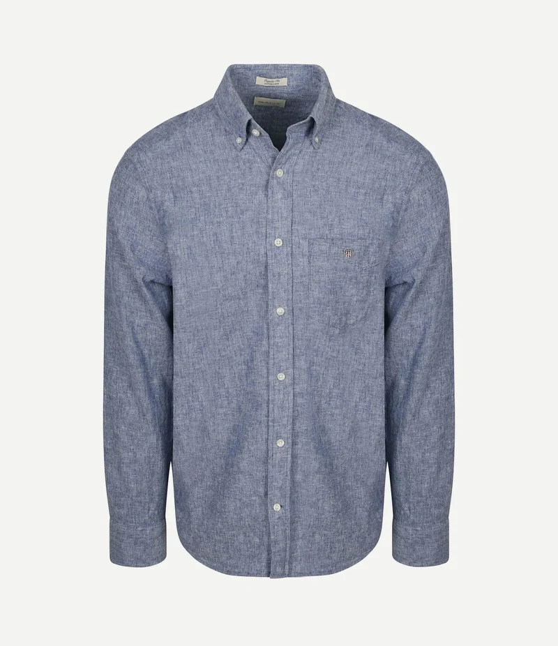 Overhemd cotton linen blauw