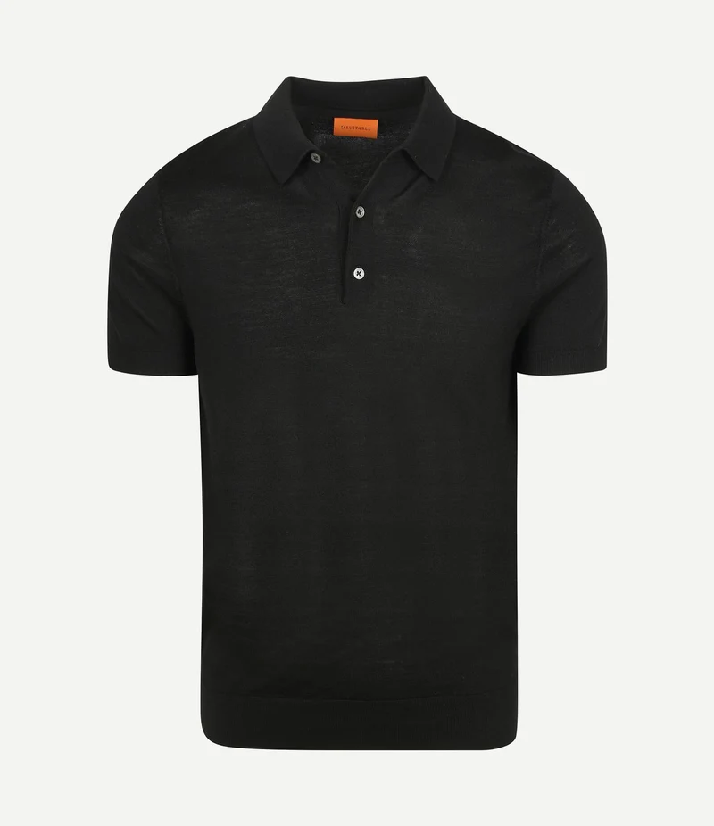 Polo merinowol zwart