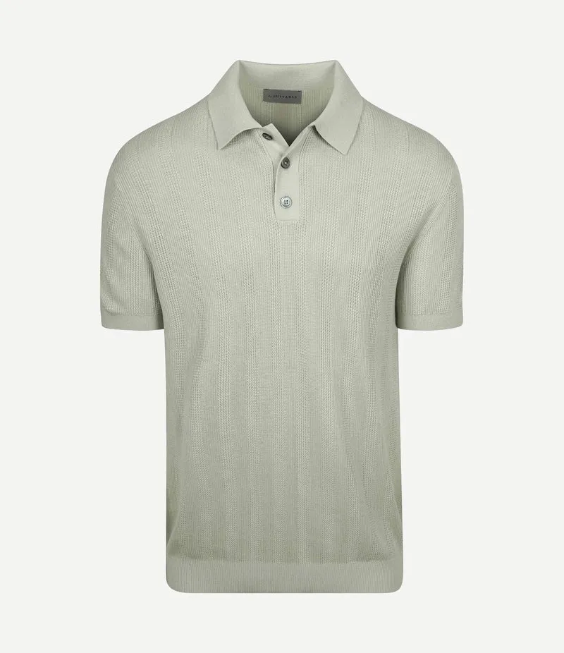 Knitted jacquard polo lichtgroen