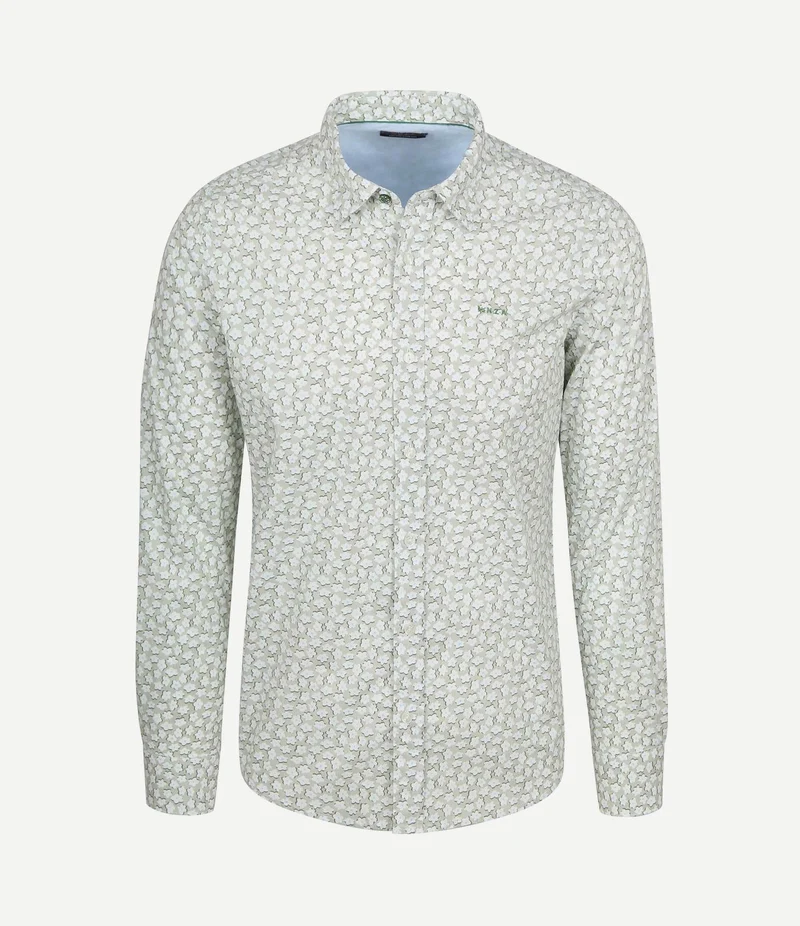 Shirt oban poplin bloemenprint groen