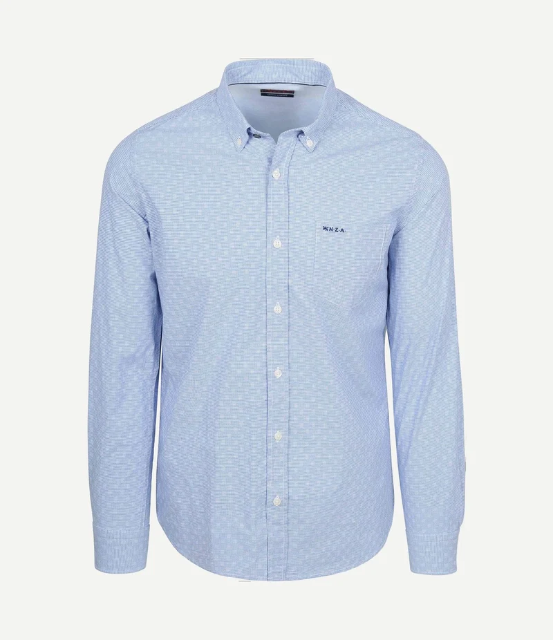 Shirt tuki jacquard print blauw