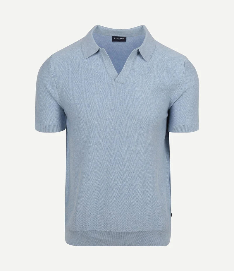 Knitted polo riva harring lichtblauw