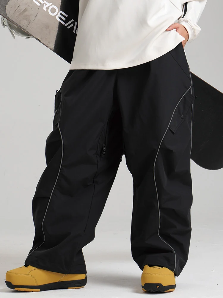 Women's Gsou Snow Luminous Edge Reflective Cargo Baggy Snow Pants