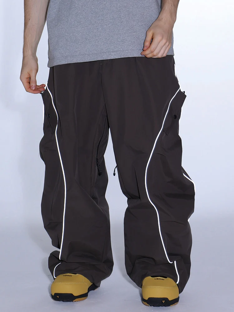 Men's Gsou Snow Luminous Edge Reflective Cargo Baggy Snow Pants