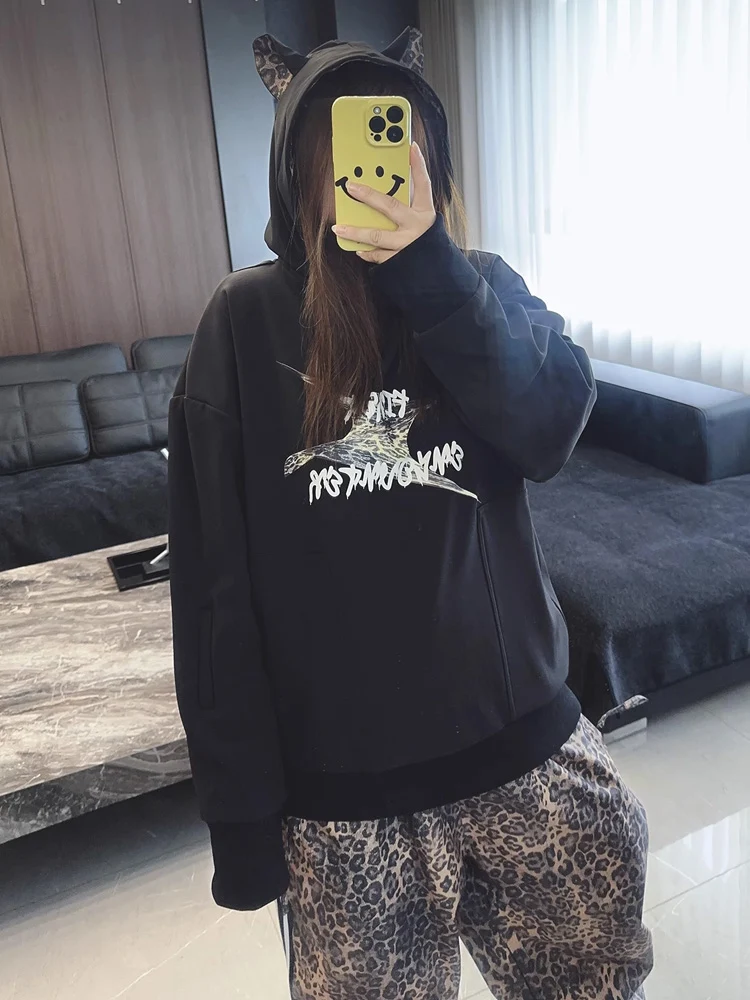 Women's First Encounter Unisex Rebel Leopard Hat Snow Hoodie