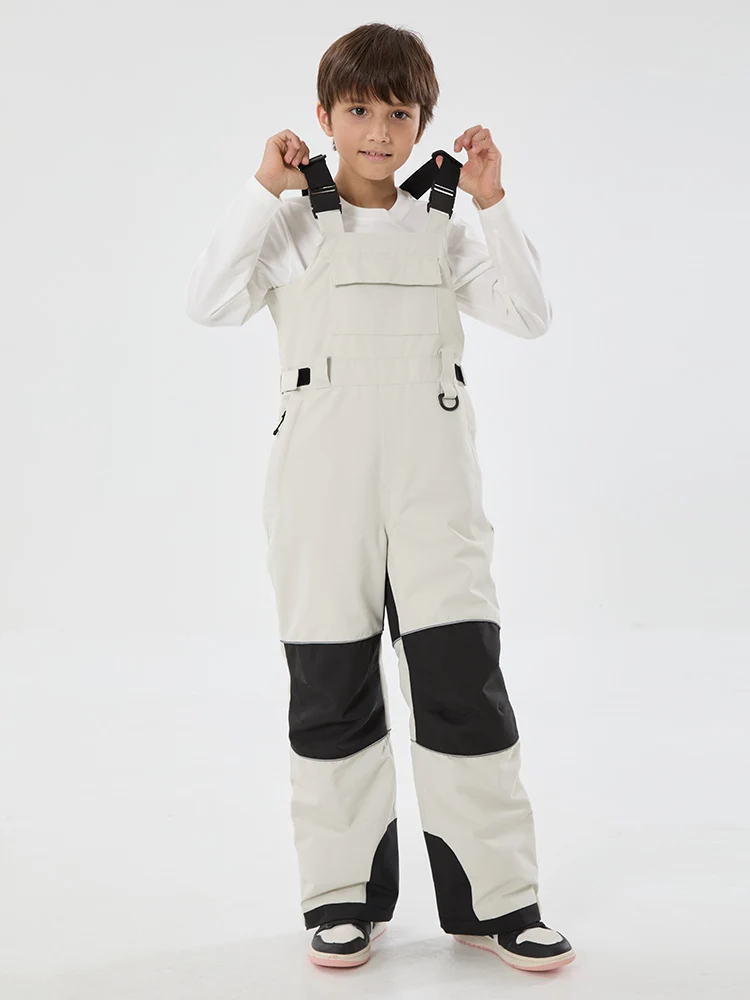 Boys Mountain Trek Light Reflective Knee Guard Waterproof Insulated Snow Bib Pants