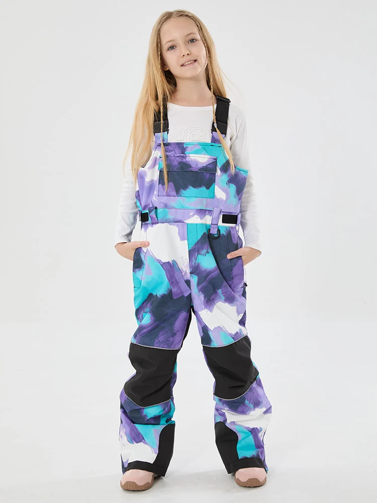 Girls Mountain Trek Light Reflective Knee Guard Waterproof Insulated Snow Bib Pants