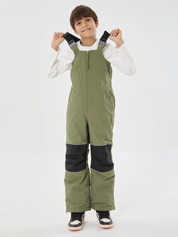 Boys Winter Trek Light Reflective Knee Guard Waterproof Insulated Snow Bib Pants