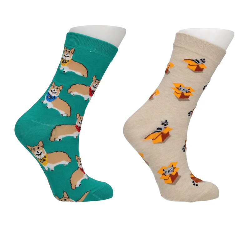 Chaussettes en lot de 2 paires Chien et Chat