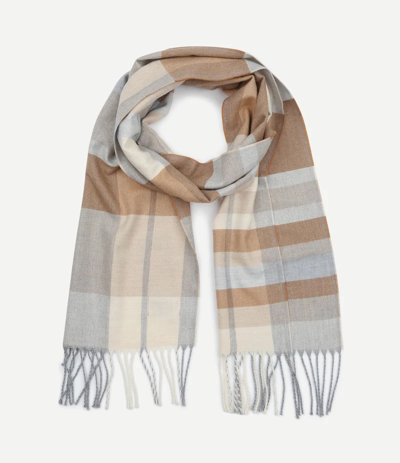 Sjaal softfeel ruiten beige