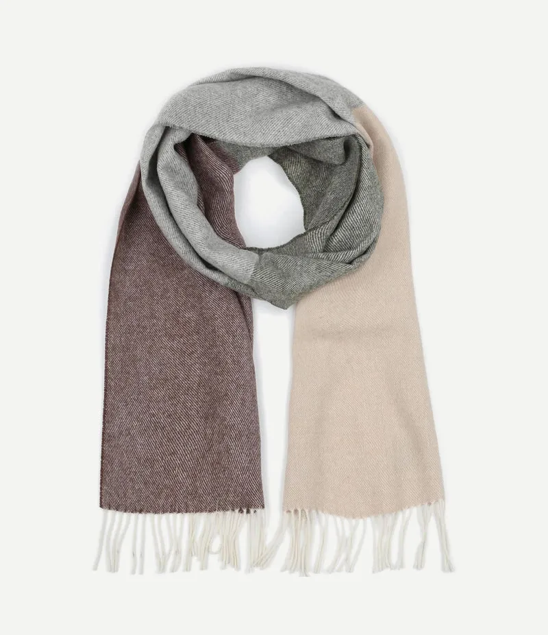 Sjaal lamswol grijs beige bruin