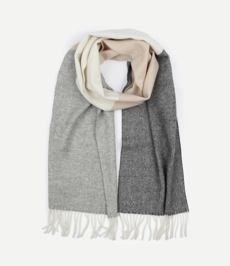 Sjaal lamswol grijs beige