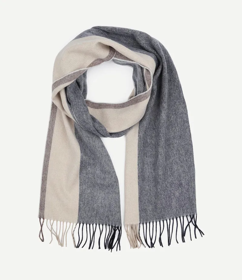 Sjaal wol stripes blauw bruin beige