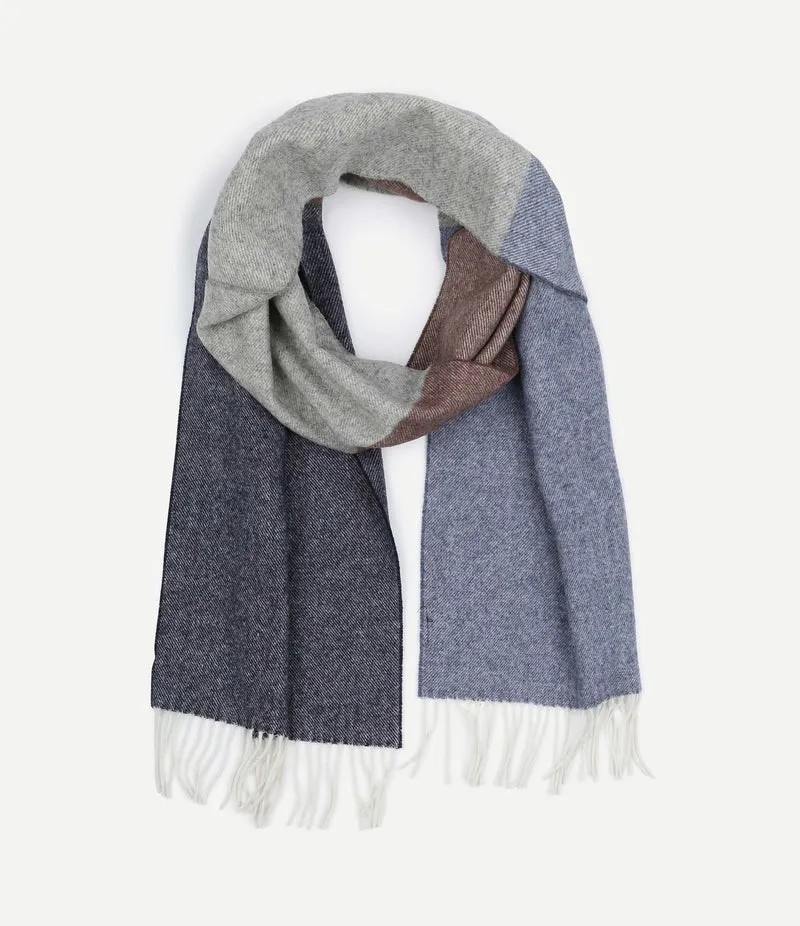 Sjaal lamswol grijs blauw bruin