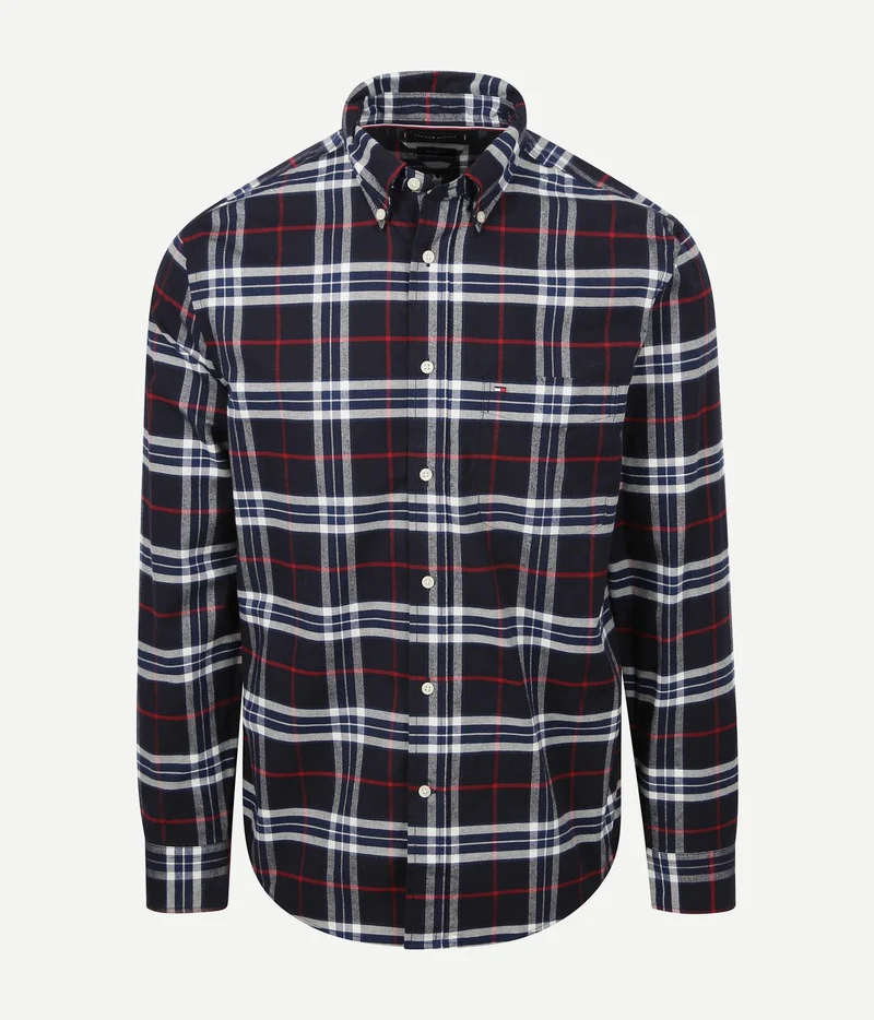 Oxford overhemd ruit donkerblauw