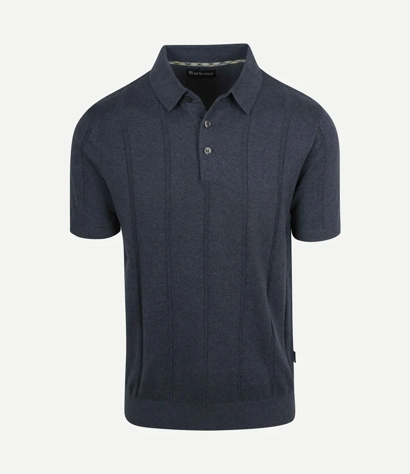 Wellburn knitted polo donkerblauw