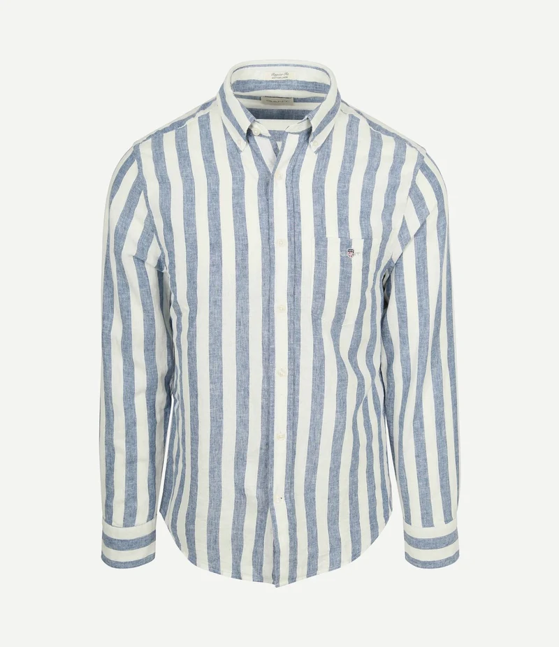 Cotton linen overhemd streep blauw