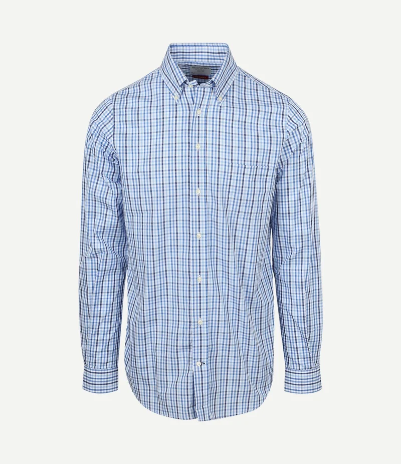 Extra lange mouwen overhemd ruit blauw