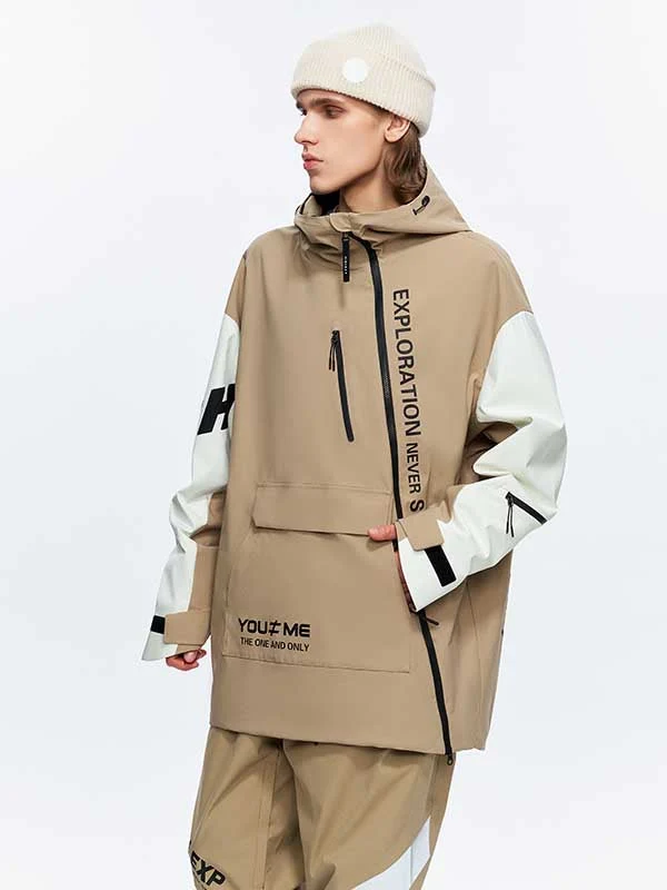 Men's High Experience Diagonal Opening Full Zipper Freestyle Snow Jacket