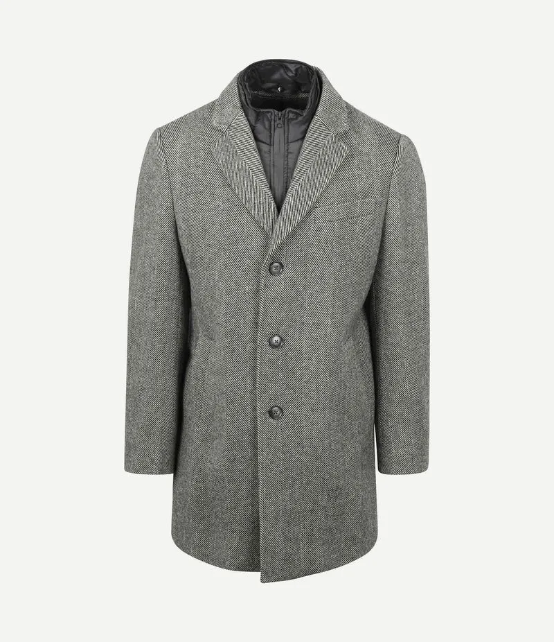 Coat wol pepita pepper grey